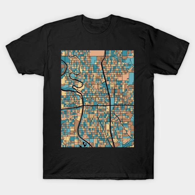 Wichita Map Pattern in Mid Century Pastel T-Shirt by PatternMaps